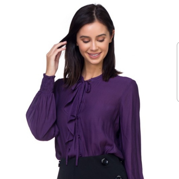 Haute Monde Tops - Purple Ruffle Shirt